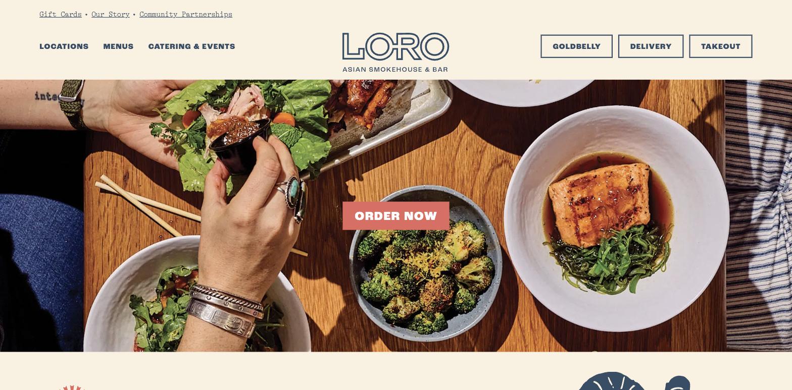 Loro Asian Smokehouse restaurant website homepage screenshot