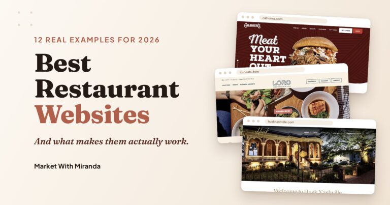 Best restaurant website examples for 2026, with homepage screenshots of Calhoun's, Loro, and Husk Nashville
