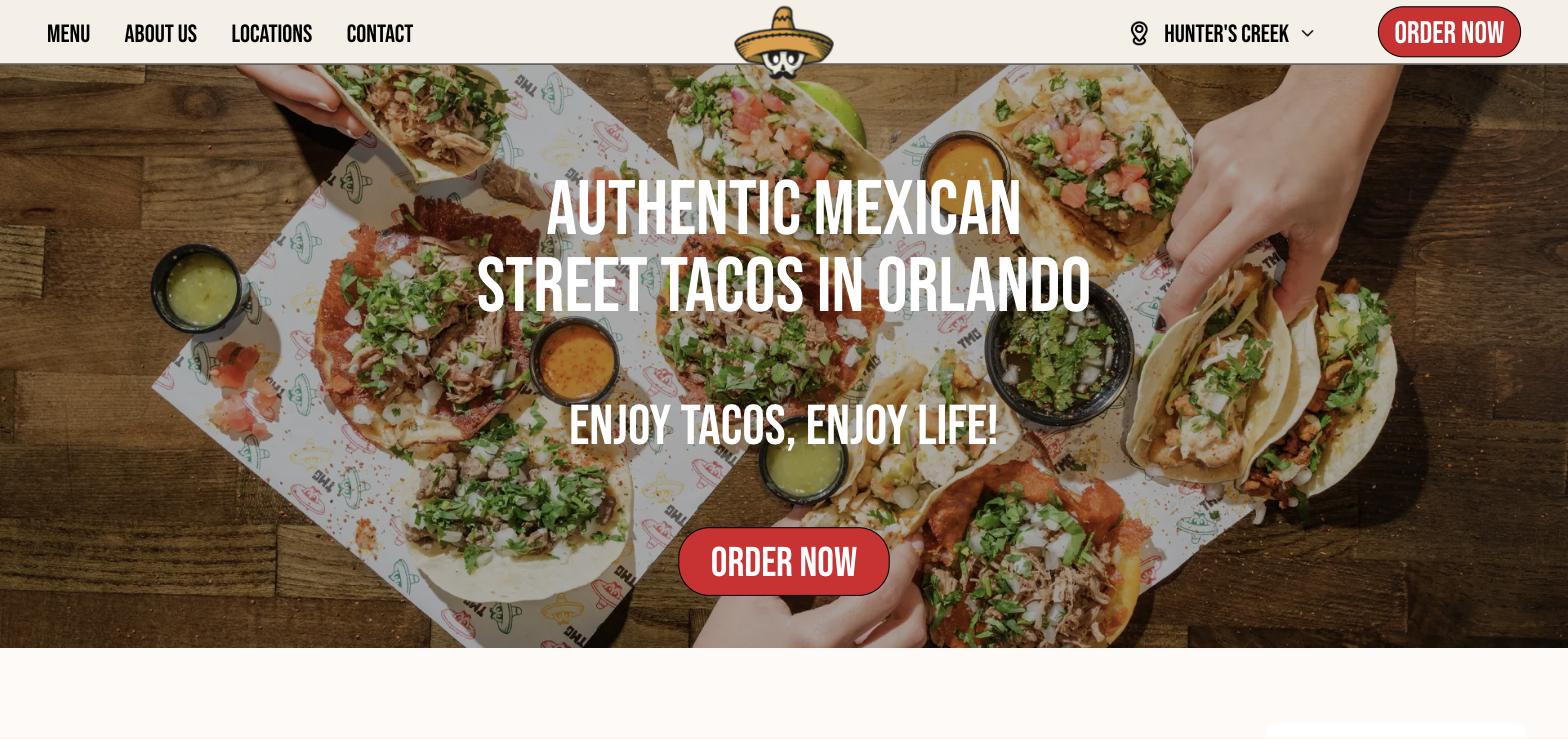 Tacos My Guey restaurant website homepage screenshot